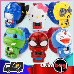 DM Kid Childrens Boy Superhero Cartoon Watch School Kid Deformation Digital Watch Jam Tangan Ironman Avengers Disney Mickey Mini Transformer-Ana