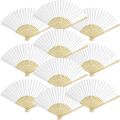 50 Packs White Paper Fans Paper Hand Fan Bamboo Folding Fan Handheld Fan Paper Folded Fan Paper Fan for Wedding Party and Home Decoration. 