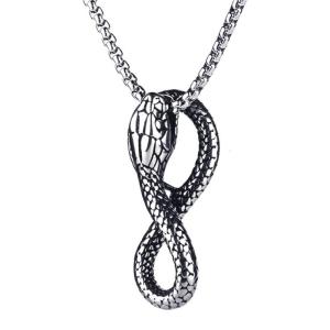 Ouroboros Snake Pendant Necklace Eye Catching Stainless Steel Snake Necklace with Gothic Charm for Men and Women