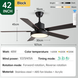 KASIDA 52inch ceiling fan with light modern ceiling fan heavy duty ceiling fan with led light 3 colors dimming 6 speed wind ceiling fan 5 blades big wooden design ceilings fan light with fan ceiling for dining room bedroom living room
