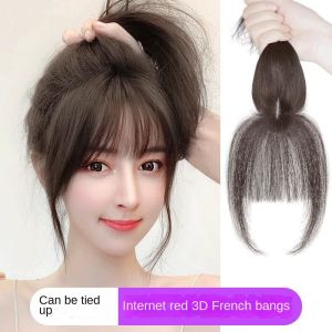 3D French Liuhai XY09 Insta-Worthy 100% Real Human Hair Boost Volume of Hair Seamless Natural Black and Brown Topper Cover Thin or White Hair Light Breathable Base for Confidence For Women