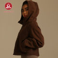 Moving Peach Women's Sports Hoodie Full-Zip Outdoor Jacket Cotton Warm Brushed Crop Coat Loose Fit Comfortable Gym Daily wear BSHL. 