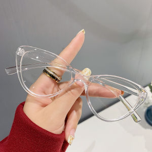 JN IMPRESSION New Retro Glasses Frame European and American Cat-eye Trendy Flat Glasses for Women Simple Personality Fashion Anti-blue Light Glasses
