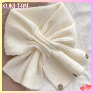 [KUNLIAN] ผ้าคลุมไหล่สำหรับผู้หญิงผ้าพันคอถักผ้าพันคอถักสีทึบพันคอ