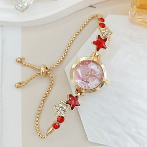 NOBLELYN Rhinestone Bracelet Watch Adjustable Alloy Quartz Watch Fashion Ladies Wristwatch for Women Girls