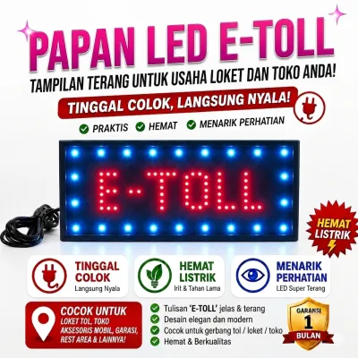 lampu led sign tulisan E-TOLL