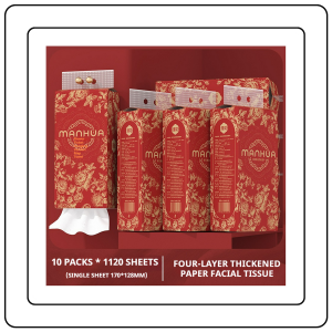 【JJ HOME】【10 Packs/Box】ManHua Red Flower 4-Ply Tissue / Hanging Paper Towel / Hangable Napkin