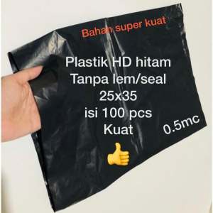 (TERMURAH )  PLASTIK HD UK 25 x 35 ISI 100LEMBAR premium tebal / plastik packing toko olshop HD / Packing  Polos Packing Plastik Polymailer Online Shop / plastik packing toko online tebal termurah warna hitam / plastik hitam / packing  termurah