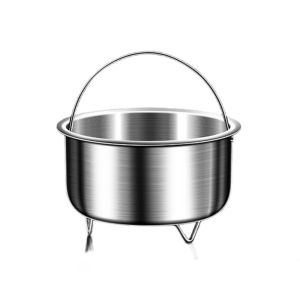 OKDEALS01 Stainless Steel Food Steamer Rack Food-Grade Water Resistant Steaming Tray Rust-proof Drainable Holes Rice Steaming Bowl Household Use