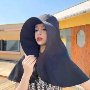 Topi wanita anti UV masker outdoor / topi musim panas / Topi Pantai Wanita Anti Uv / Topi Haji Lebar Lipat Praktis / Topi fashion wanita Kekinian