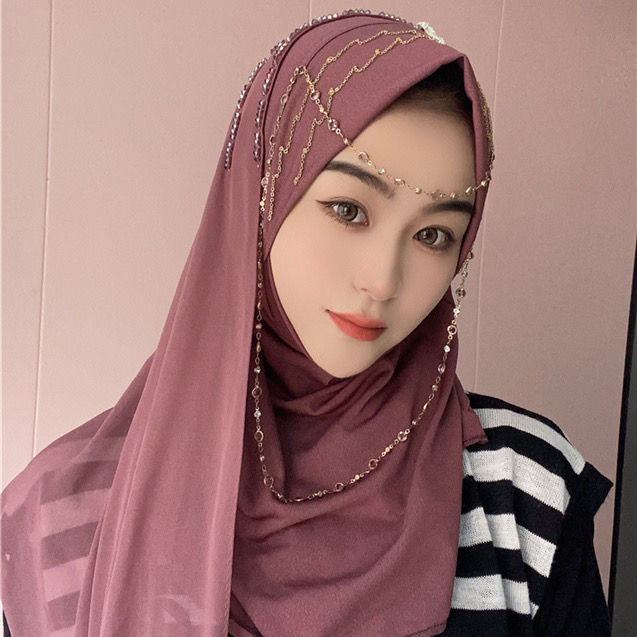 Islamic Plain Chain Tassel Hijab Abaya Hijab Womens Scarf Muslim