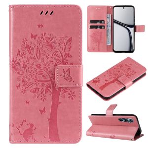 New Phone Case For OPPO Realme C65 C67 Tree Cat Magnetic Leather Wallet Card Slot Flip Cover Casing