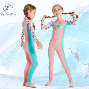 UPF 50+ Rash Guard Girls Swimsuit Swimwear Teenage Beachwear Long Sleeve