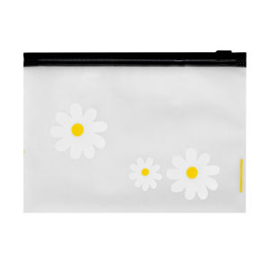 Yespery 1/5/10pcs trong kho Daisy nhám mờ PE túi có khoá kéo dây buộc tóc lưu trữ bút chì trường hợp túi miếng phủ bằng nhựa