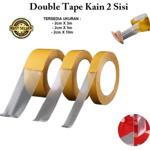 Double Tape Kain 2 Sisi Lakban Solatip Perekat Lem Tembok / Magic Tape Solasi Serat Fiber Super Lengket Termurah Terbaru Promo