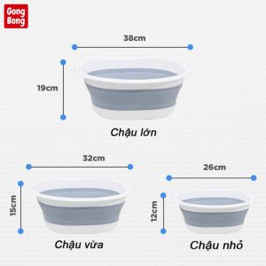 Chậu tắm gấp gọn size lớn cho bé từ 0 đến 6 tuổi Thau giặt đồ gập gọn kích thước lớn tiên dụng có lỗ thoát nước ở đáy (màu ngẫu nhiên)