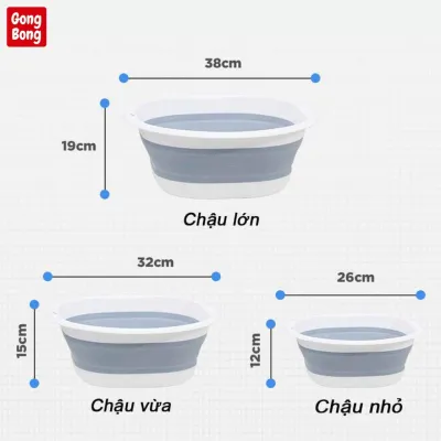 Chậu tắm gấp gọn size lớn cho bé từ 0 đến 6 tuổi Thau giặt đồ gập gọn kích thước lớn tiên dụng có lỗ thoát nước ở đáy (màu ngẫu nhiên)