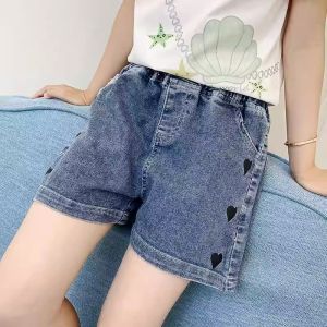 Short for Kids Girl Loose Jeans Love Print Jogging Pants for Big Kids and Girls Shorts Street Style Sweatpants