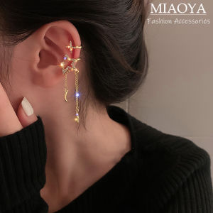 MIAOYA Fashion Jewelry Shop Stars Moon Shape Metal Ear Clips For Ladies Tassel Design Earrings For Students Beautiful Birthday Gifts 1 Side