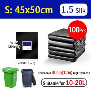 100PCS PE Trash bag Thickened Garbage bag Black (Small/Medium/Large/XL/XXL) And Enlarged Garbage Bag Tear-proof