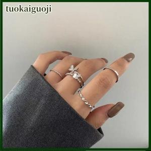tuokaiguoji Bướm kim loại Punk Nhẫn mát có thể điều chỉnh chỉ số ngón đeo nhẫn thời trang Knuckle trang sức cho phụ nữ tuổi teen đồ trang sức quà tặng phụ kiện