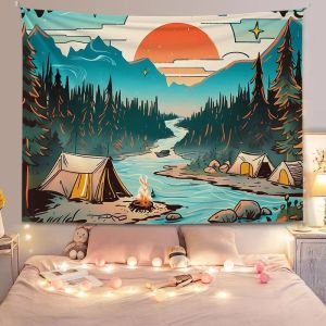 Ready stock sa local warehouseVintage camping style hanging cloth. outdoor hanging cloth American retro background cloth wall cloth decorates the atmosphere of hiking.