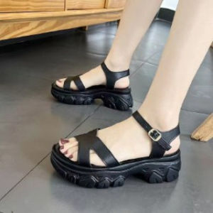 [Free Shipping] WomenS New Summer Wedge Sandals Versatile Roman Style High Heels Thick Soles Platform Sandals Beach Sandals Mom Shoes