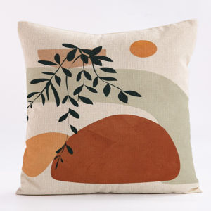 Nordic Brown Leaf Throw Pillow Case Cotton Printed Cushion Cover Home Decor