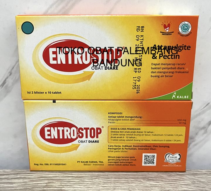 ENTROSTOP 20 TABLET OBAT DIARE ATTAPULGITE PECTIN DIARE BUANG AIR BESAR