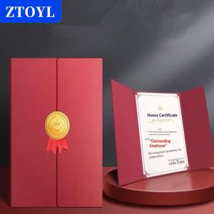 [COD]🔥🔥🔥ZTOYL Graduation A4 Award Certificate Holder Three-fold Page Paper Envelope Document Folder Gilding Process Exquisite Diploma Cover