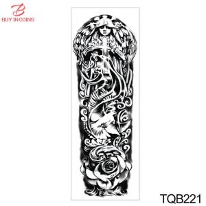 BC ชุดสักลายแขนขนาดใหญ่กันน้ำได้ลายศิลปะชั่วคราวสติกเกอร์รอยสักแบบสร้างสรรค์ลายสิงโตหมาป่าป่าสักลายกะโหลกแบบเต็มแขน