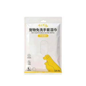 6 Pack Pet Cleaning Gloves Dog Cat Deodorizing Wipes Gloves Disposable Hands Free Grooming Bath Supplies for Pets