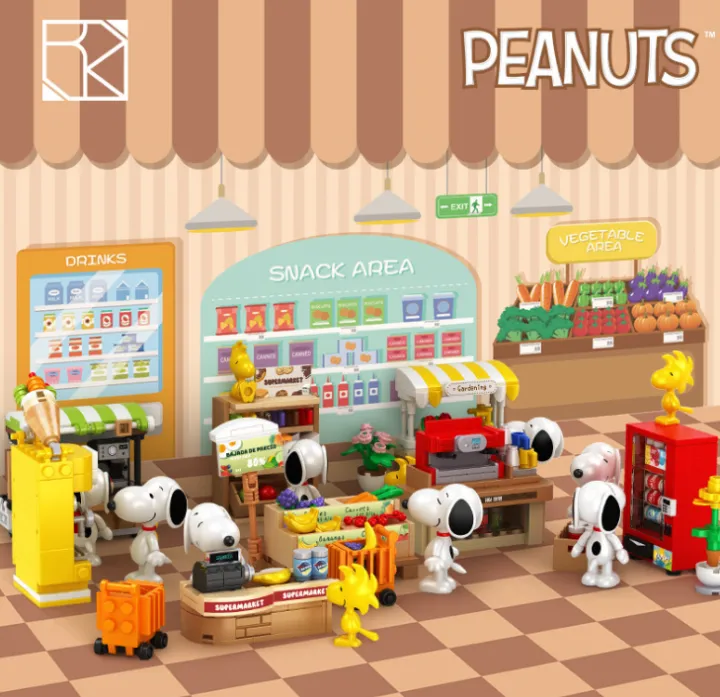 Snuffy Block ☘️MLL☘️Snoopy Small Building Block Blind Box For Supermarket 史努比超市积木小颗粒 ...
