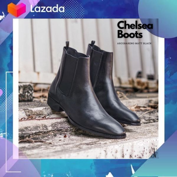 901 👞 Arcobareno Chelsea Boot Matt Black ข้อสูง 6 นิ้ว กับหนังวัวกึ่ง ...