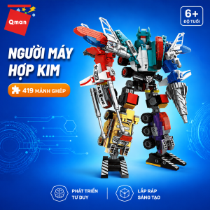 Đồ chơi xếp hình lắp ráp kiểu ROBOT Qman 1412 - Người máy hợp kim (419 mảnh ghép) - Dành cho bé trai từ 6 tuổi