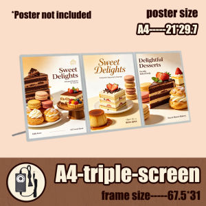 A4 Dual Screen LED Menu Board Metal Dimmable for Milk Tea Cafe Bar Night Counter Display