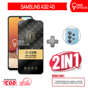 Paket 3in1 Tempered Glass Samsung A32 4G Anti Gores Layar Anti Static Free Tempered Camera + Skin