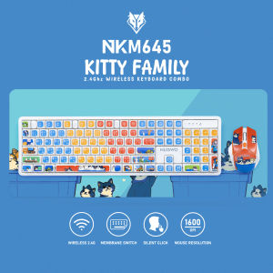Nubwo NKM-645 Keyboard+Mouse Wireless RubberDomeSwitch แป้นพิมพ์ชุดเมาส์คีย์บอร์ดไร้สาย (Kitty Family)