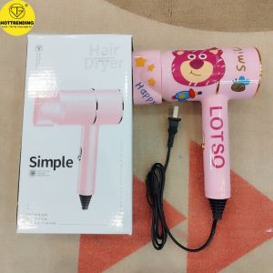 Máy sấy tóc mini du lịch hoạ tiết gấu dâu Lotso nhỏ gọn xinh xắn phong cách Hàn Quốc