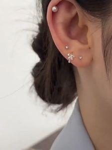 Anting Klip Bow Ear Clip Cute Earrings Accessories Women Fashion Jewelry Elegant Daily Wear Gift