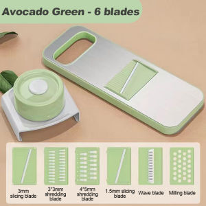 Elevate Your Cooking Game: 6-in-1 Stainless Veg Cutter Multifunction Slicer 6 Blades Combo Peeler