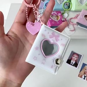 New ins Heart-shaped hollow-out loose-leaf photo album for girls fan card album portable photo collection ID storage album pendant
