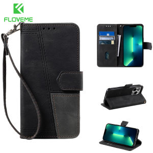 FLOVEME Flip Wallet Leather Phone Case For OPPO Realme GT NEO2 C35 C31 C25Y C21Y C20 C11 X7 Pro 9i 8i 7i 7 8 Pro Luxury Magnetic Card Slots With Lanyard Shock Cover
