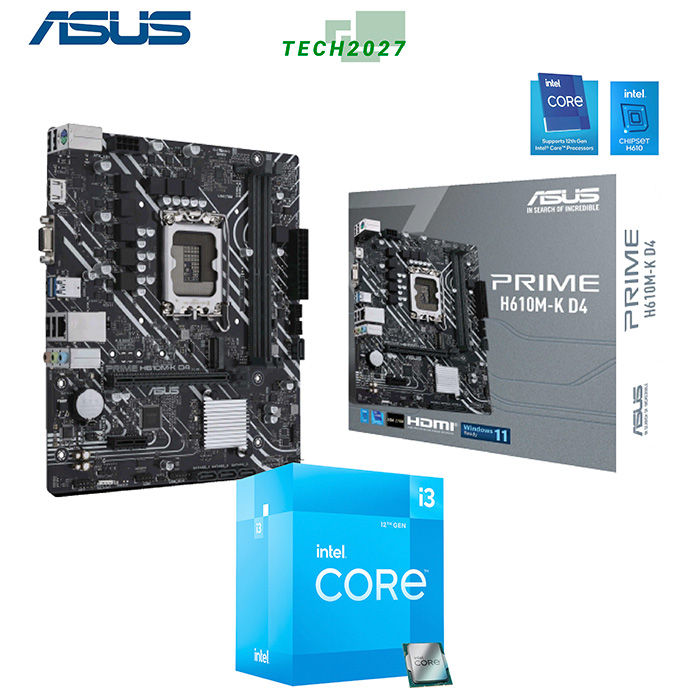 Intel Core i3 12100 3.3 GHz Quad Core LGA 1700 Processor with ASUS PRIME H610M K D4 MATX DDR4 motherboard Lazada PH