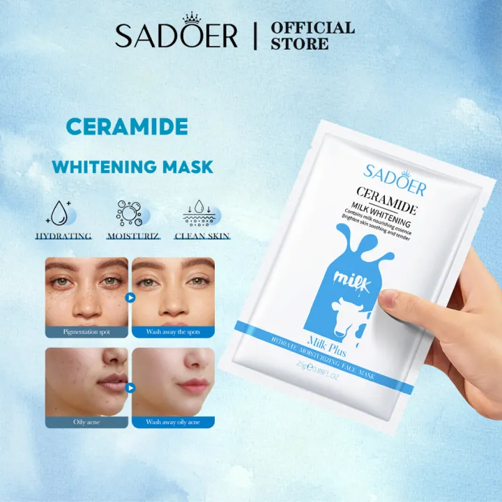 แผ่นมาส์กหน้าและครีมพอกหน้า SADOER เซราไมด์ ครีมบำรุงผิวหน้าสูตรน้ำนม บำรุงผิว ceramide Milk moisturizing facial mask Nourishing the skin