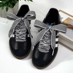 5cm Wide Plaid Pattern Shoelaces for Casual Sneakers Sports Shoes Leather Boots Oxfords DIY Decorative Shoe Strings h260629