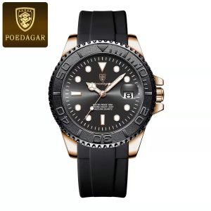 POEDAGAR Watch for Mens Original Business Sports Waterproof Luminous Date Display Stainless Steel Male Wristwatch +Box