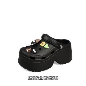 [Free Shipping] Fashionable High-Heeled Perforated Sandals For Women 2025 Summer New Model 9CM Thick-Soled Outdoor Beach Closed-Toe Slippers For Women