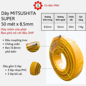 Vòi phun thuốc trừ sâu dây xịt áp lực 50 mét MITSUSHITA 8.5mm và 6.5mm mẫu mới | Bảo hành 12 tháng