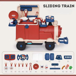 Kids ride on train toy colorful multifunctional storage train simulation kitchen with music tool train medical train